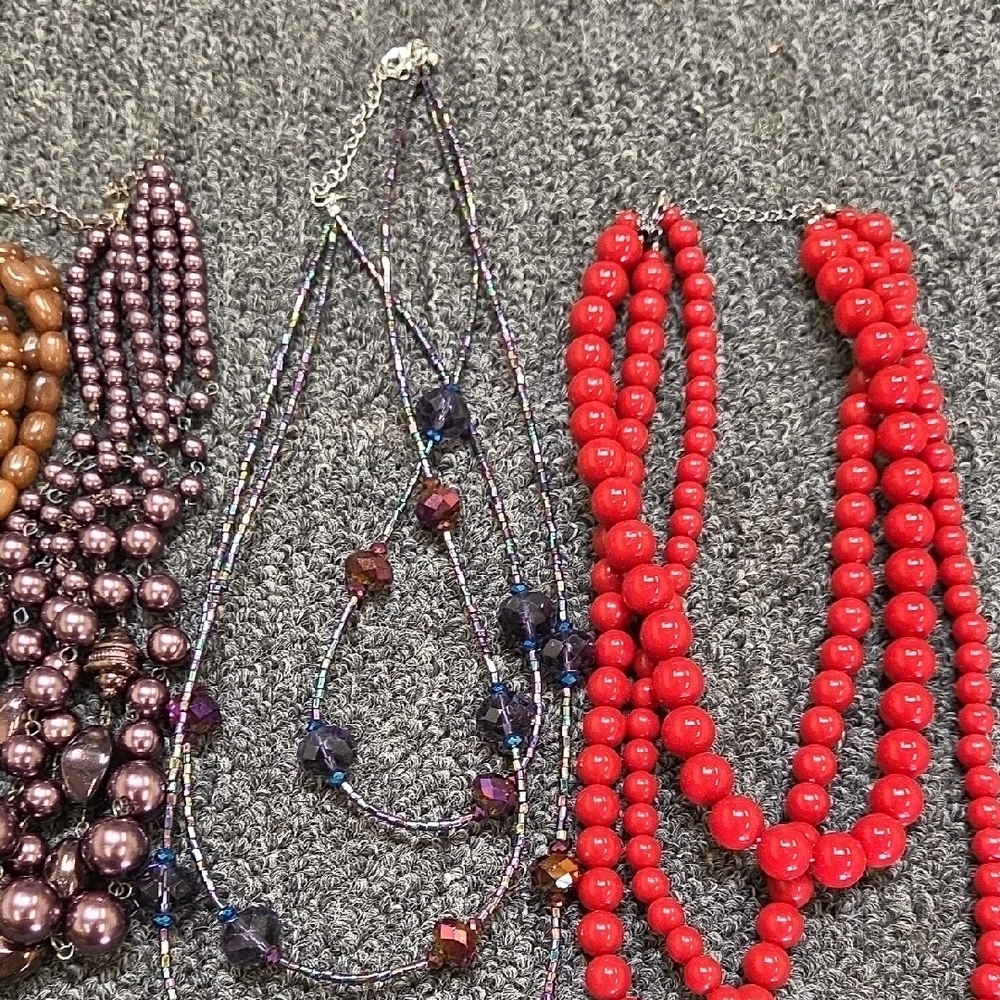 5 Unbranded Multi-Strand Beaded Necklace - Red and Brown Options - Picture 3 of 11
